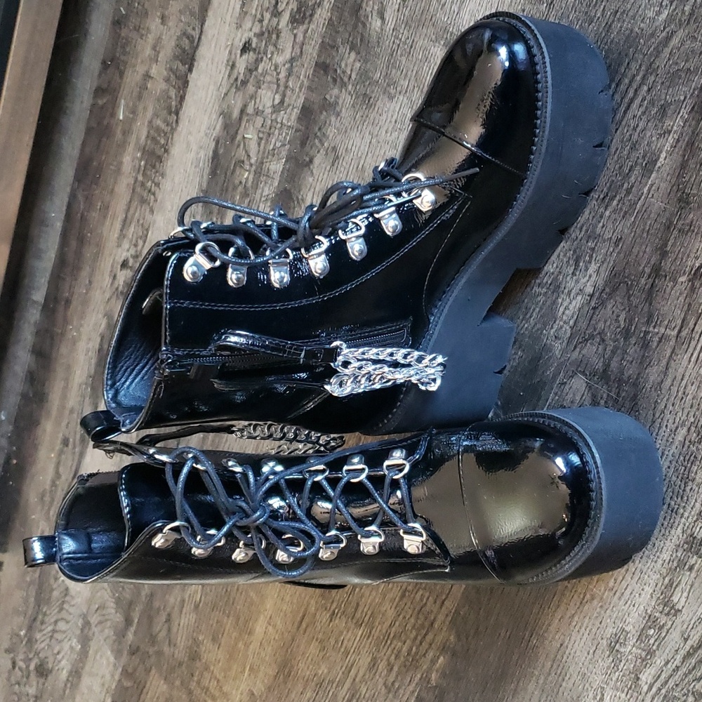 Patent leather boots